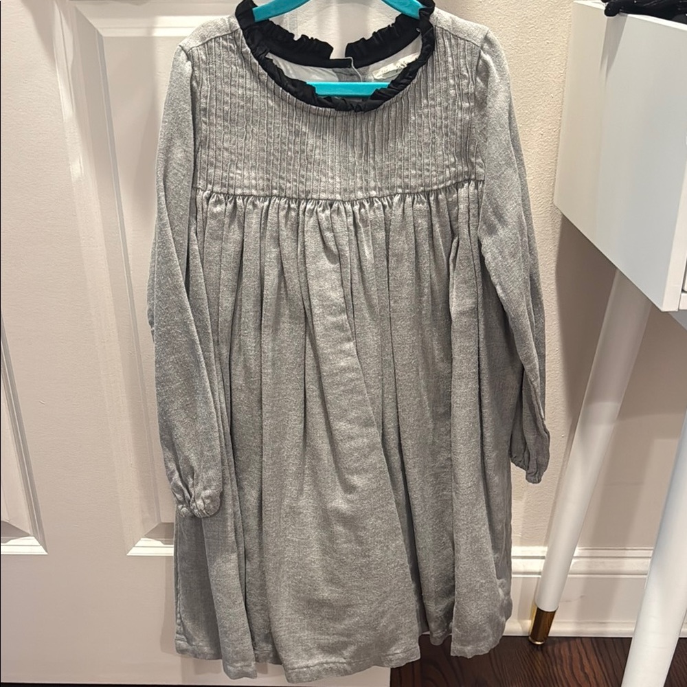 Gray Long Sleeve Dress with Black Trim size 7